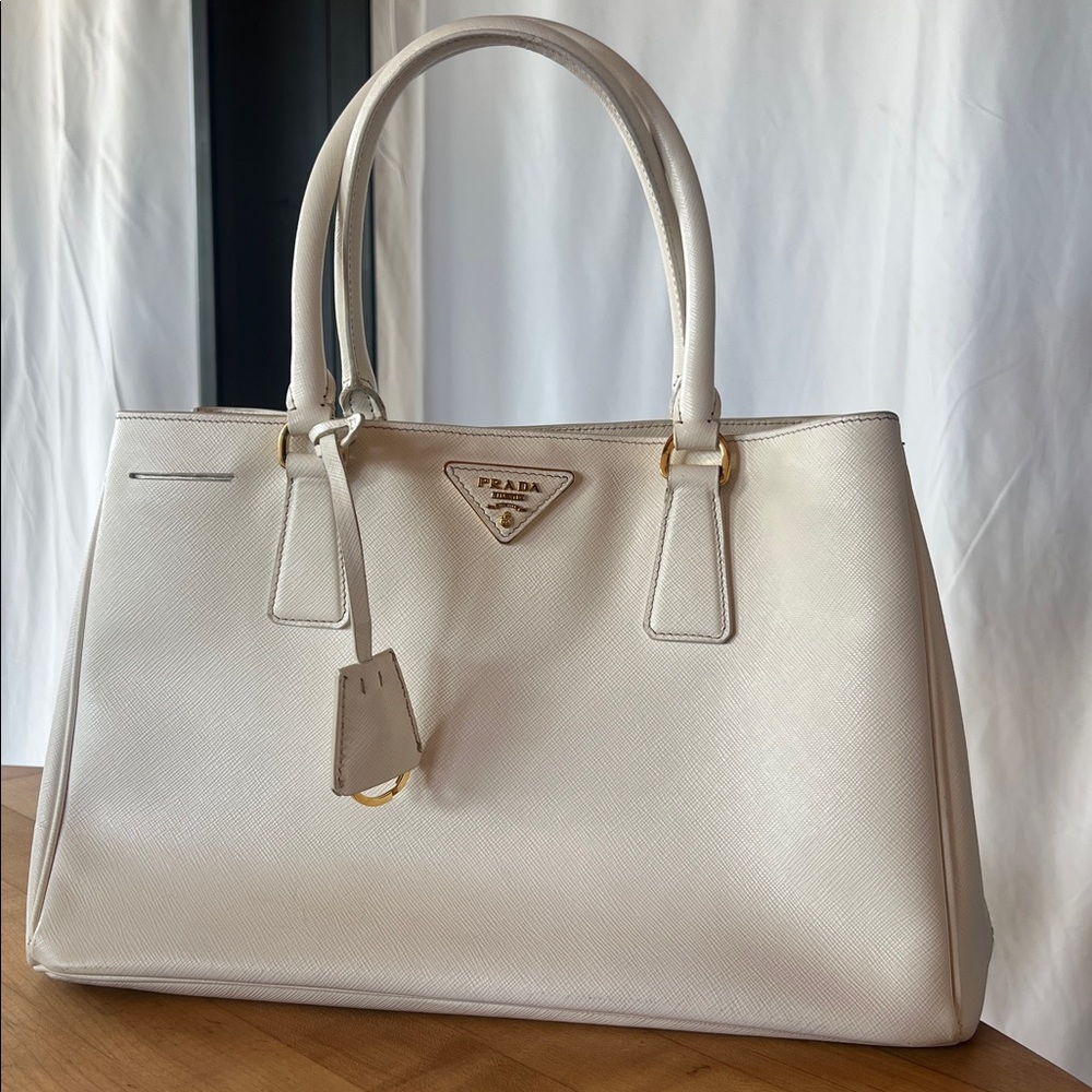 Prada Cream Saffiano Leather Handbag